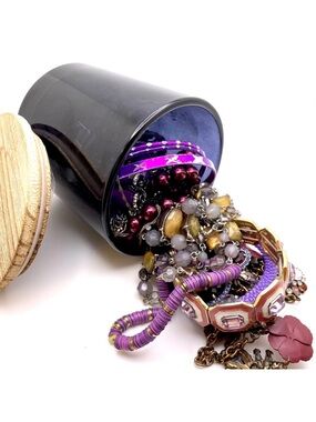 Mystery Vintage Modern Purple Theme Fashion Costume Mixed Jewelry Jar